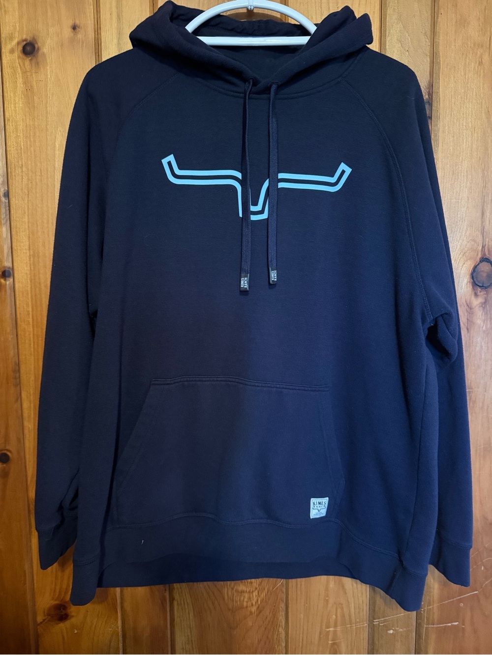 Kimes Ranch Navy Pullover Hoodie with Light Blue Graphic